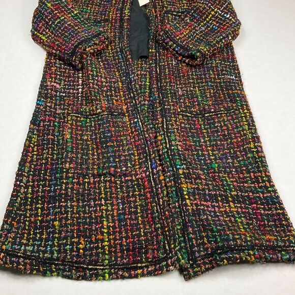 Anthropologie Ett Twa  Berwyn Tweed Jacket Colorful Open Front 3/4 Sleeve XS NEW - Picture 2 of 13